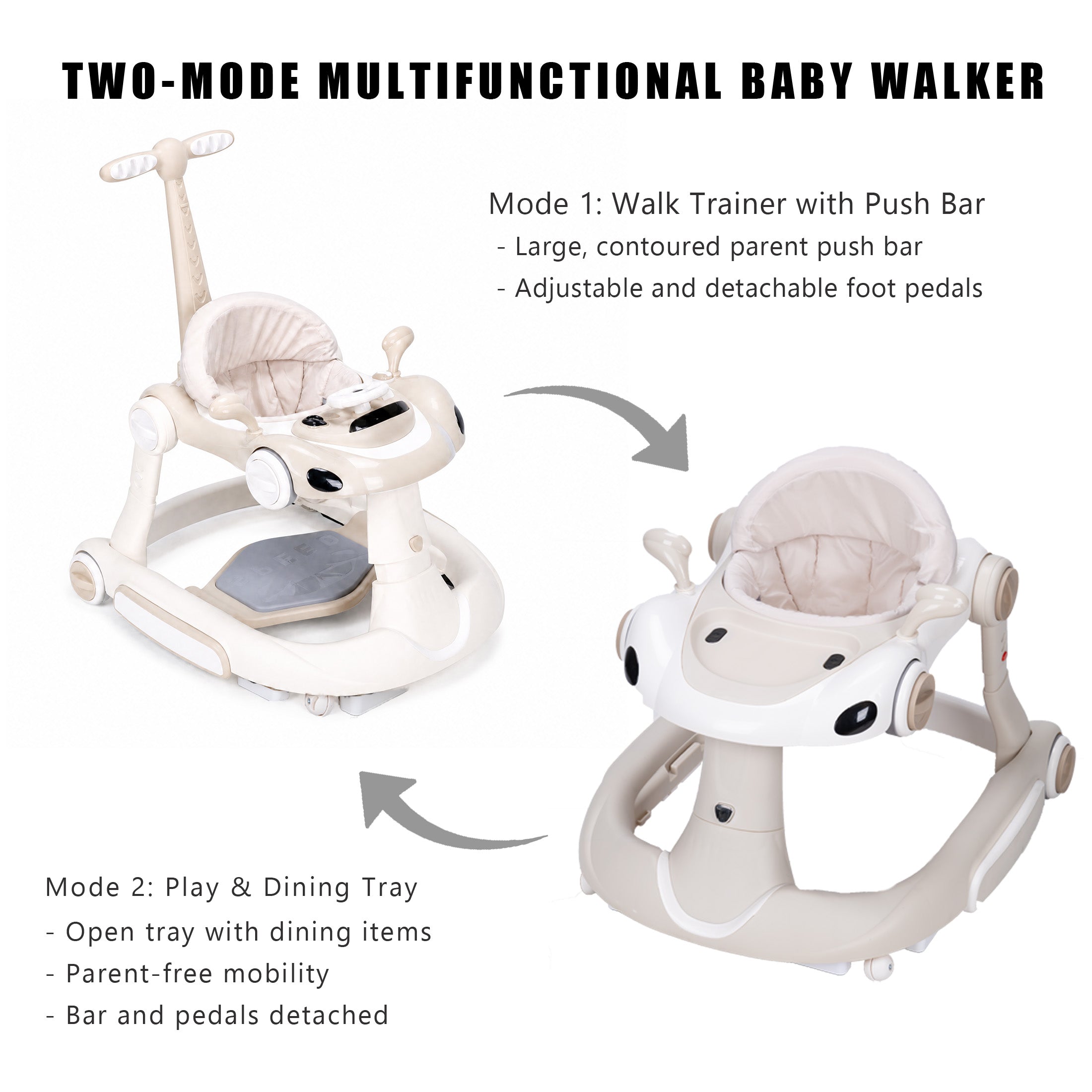 SIYI-Baby walker Baby Walker 5-in-1 for 6-18 Months Toddler, Interactive Sit-to-Stand Learning Walker with Music Lights, Bounce Panel, Lockable Wheels,
