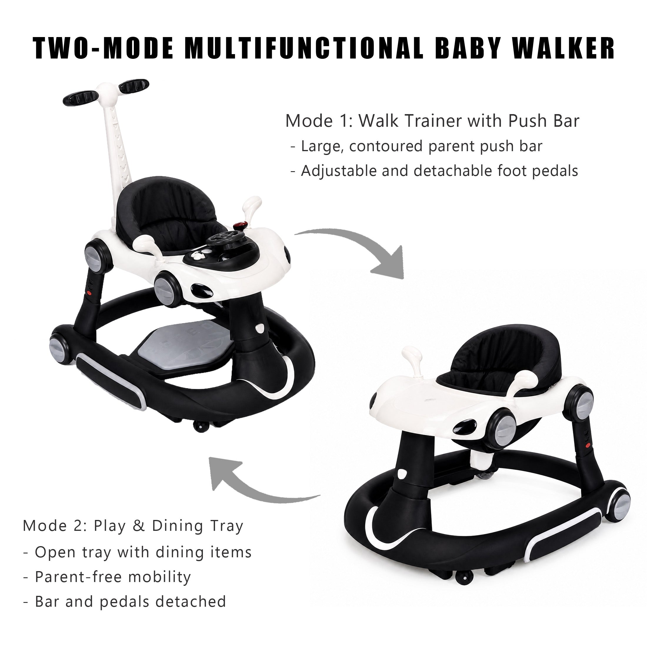 SIYI-Baby walker Baby Walker 5-in-1 for 6-18 Months Toddler, Interactive Sit-to-Stand Learning Walker with Music Lights, Bounce Panel, Lockable Wheels,