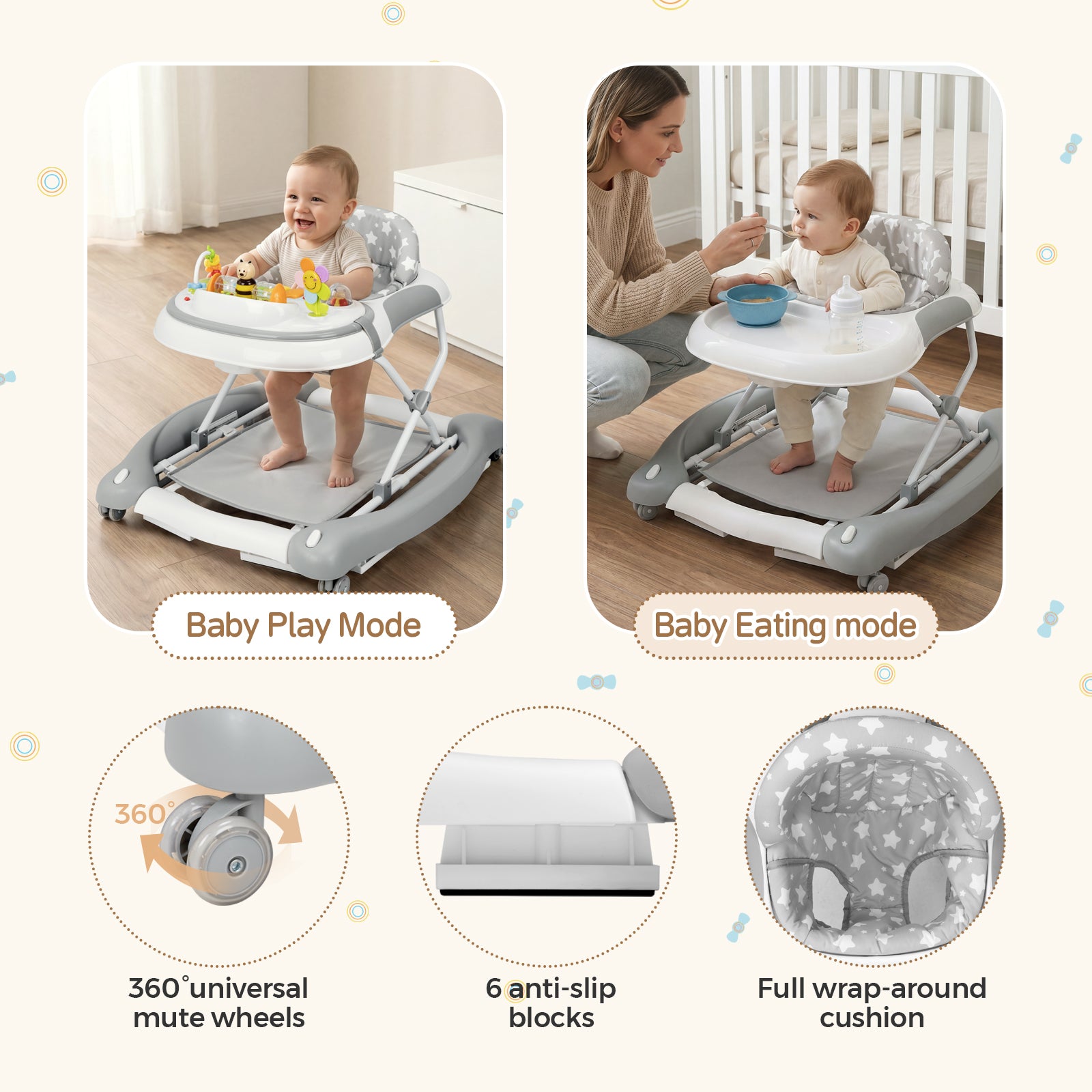 SH-PRVAETU 5 in 1 Baby Walker,Jumper,Rocking,Push,Eating Mode for Boys Girls,Foldable,Music & Light,Height Adjustable,Wheel for Infant,