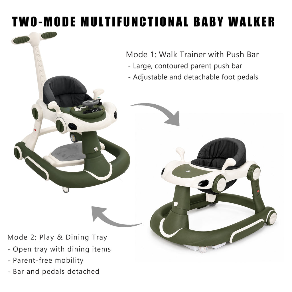 SIYI-Baby walker Baby Walker 5-in-1 for 6-18 Months Toddler, Interactive Sit-to-Stand Learning Walker with Music Lights, Bounce Panel, Lockable Wheels,