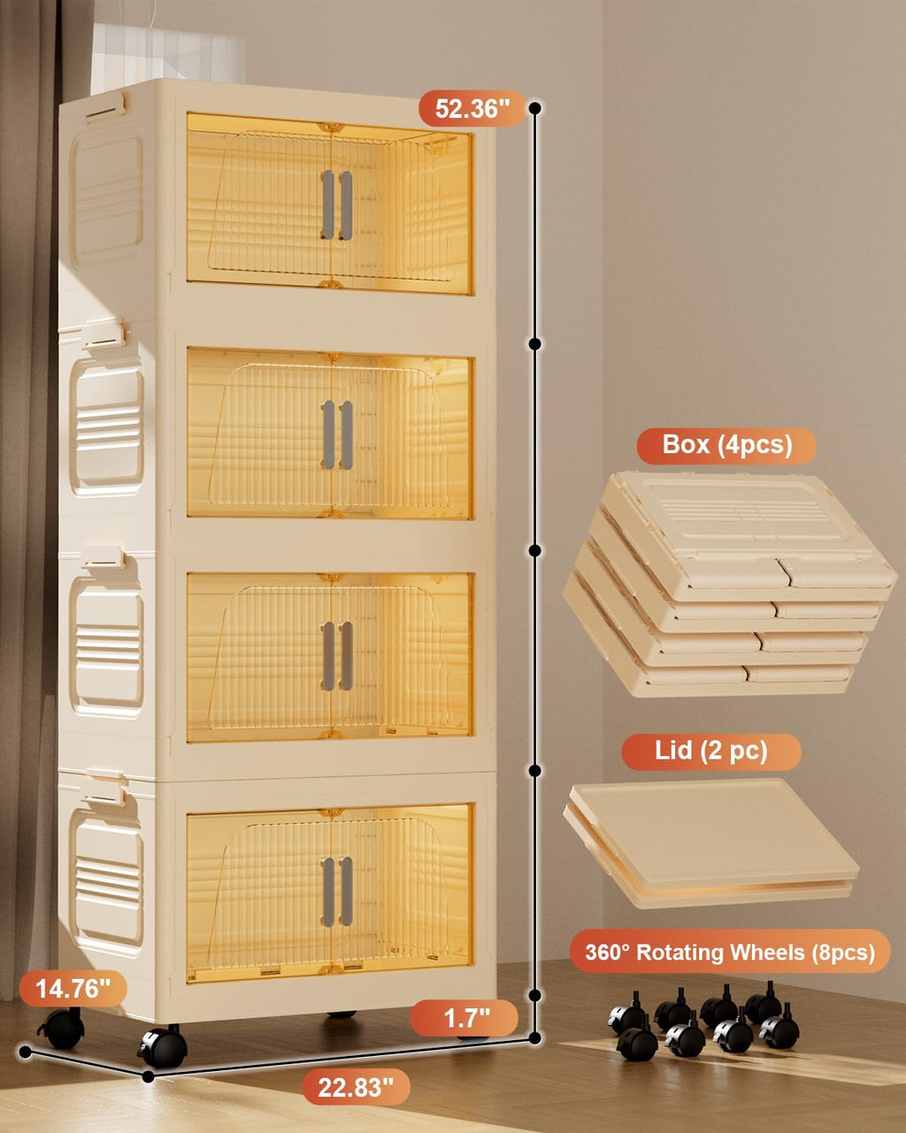 suihuooo Total 228QT Stackable Storage Bins with Lids 3 Pack And Wheels