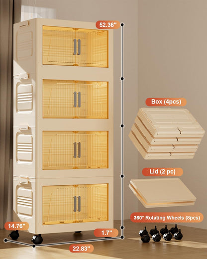 suihuooo Total 228QT Stackable Storage Bins with Lids 3 Pack And Wheels