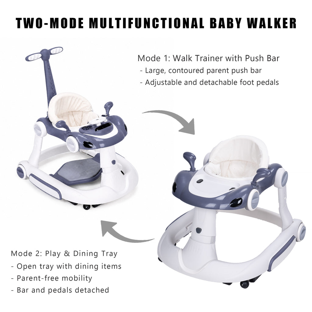 SIYI-Baby walker Baby Walker 5-in-1 for 6-18 Months Toddler, Interactive Sit-to-Stand Learning Walker with Music Lights, Bounce Panel, Lockable Wheels,
