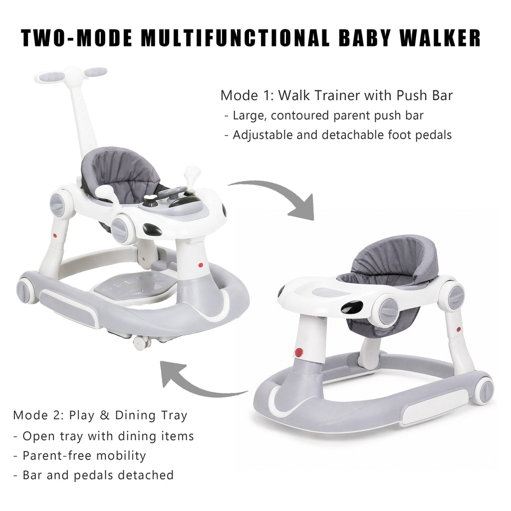 SIYI-Baby walker Baby Walker 5-in-1 for 6-18 Months Toddler, Interactive Sit-to-Stand Learning Walker with Music Lights, Bounce Panel, Lockable Wheels,