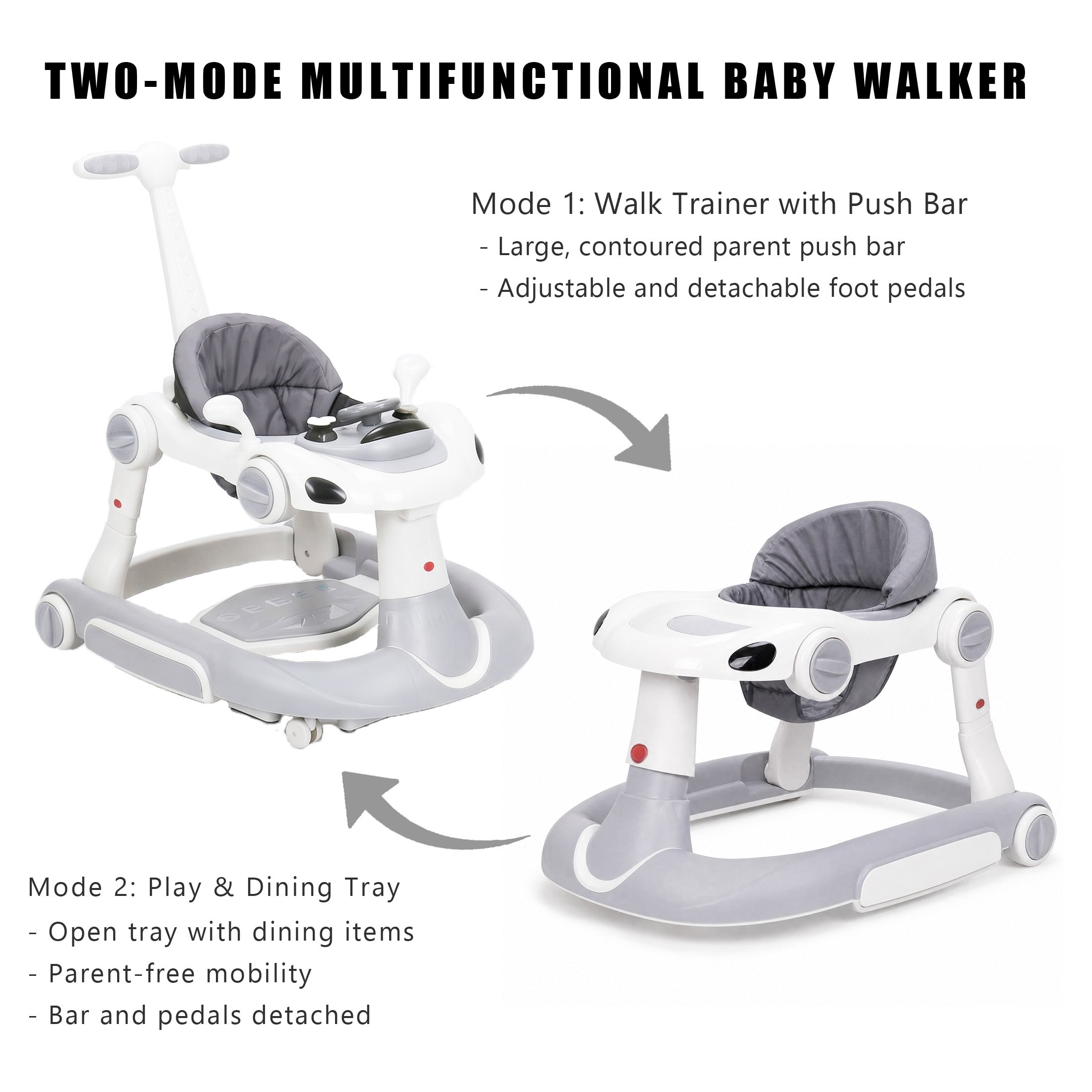 SIYI-Baby walker Baby Walker 5-in-1 for 6-18 Months Toddler, Interactive Sit-to-Stand Learning Walker with Music Lights, Bounce Panel, Lockable Wheels,