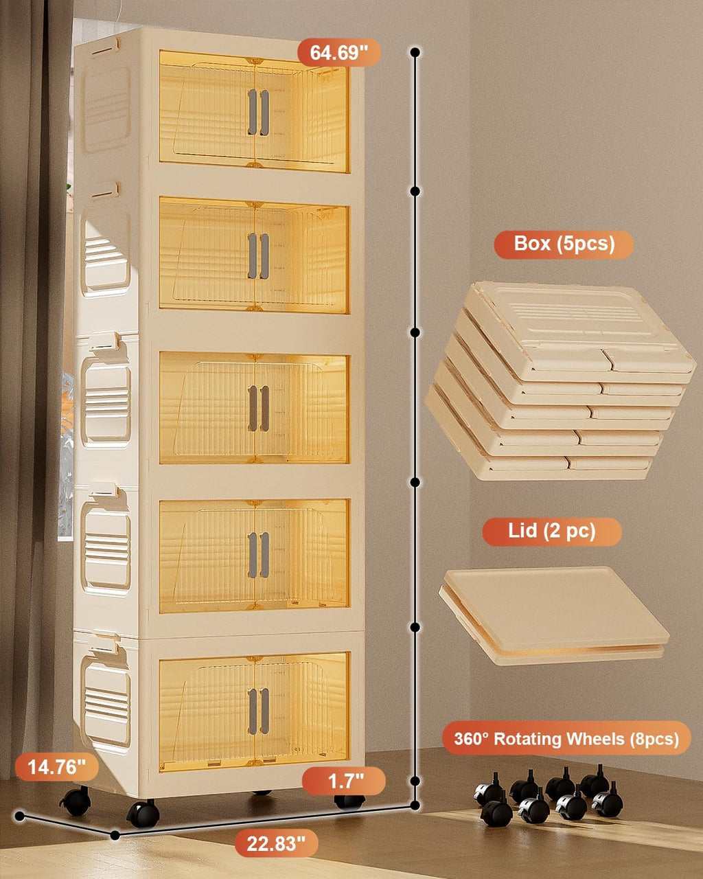 suihuooo Total 228QT Stackable Storage Bins with Lids 3 Pack And Wheels