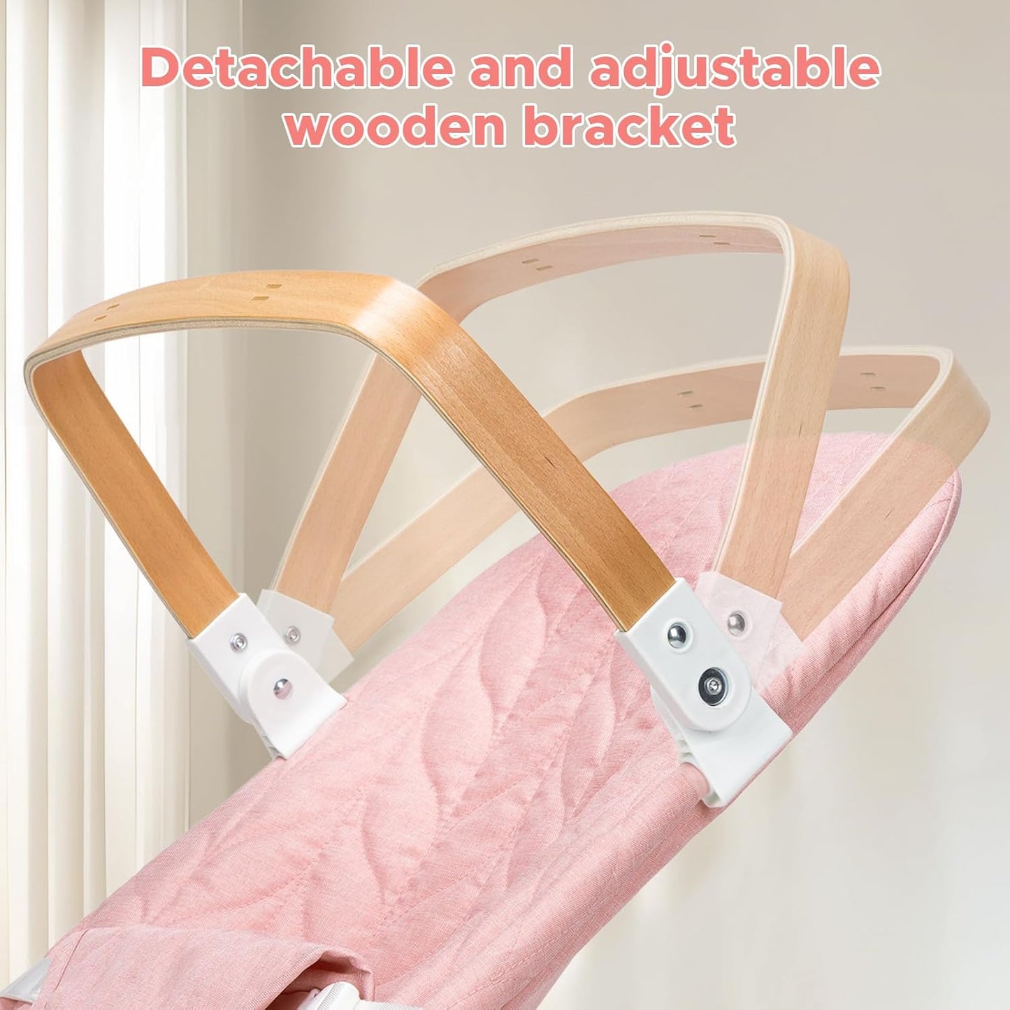 PRVAETU 3 in 1 Baby Bouncer (Sit, Play & Relax),3 Recline Positions,Foldable Baby Rocker Chair W/ Removable Wooden Bar for 0-12 Months Infant & Toddler