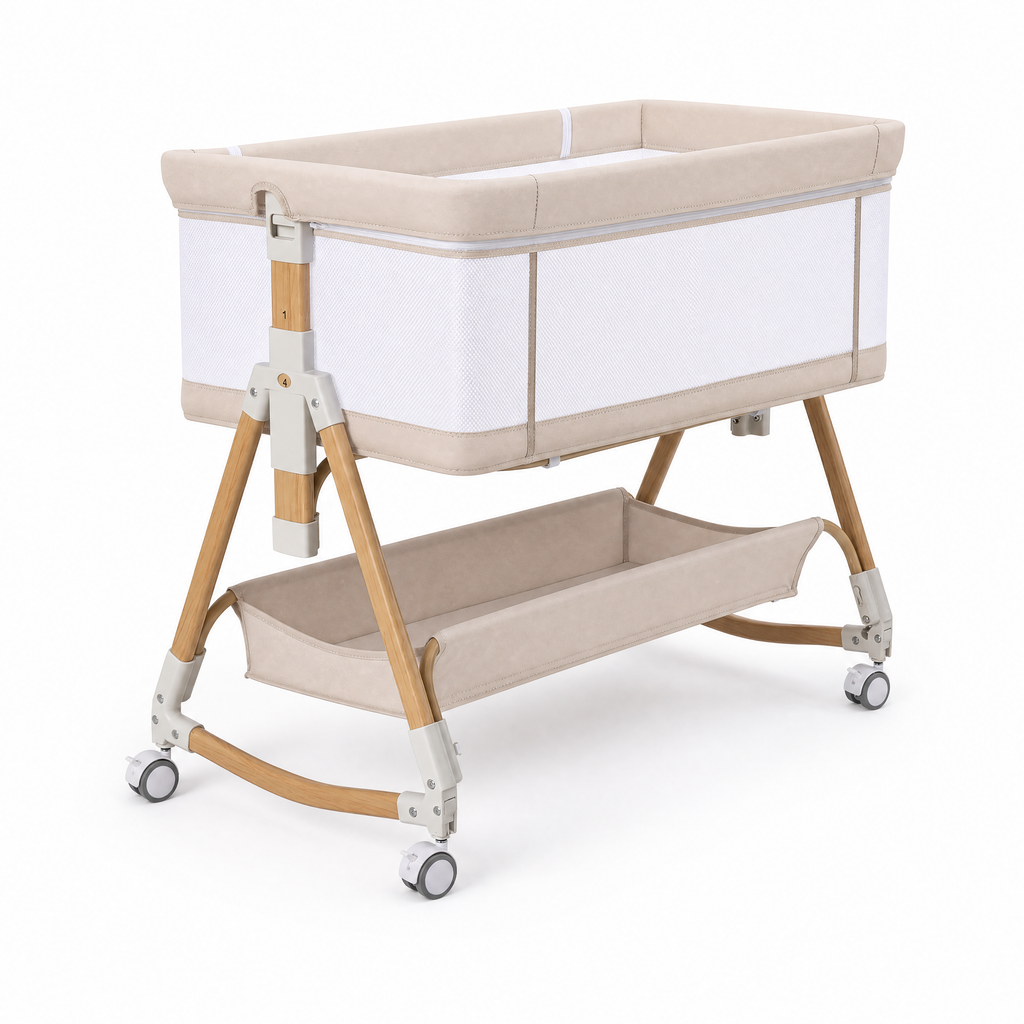 605 baby bassinet  Baby Bassinet, 3-in-1 Baby Bassinet Bedside Sleeper,Rocking Crib with Wheels, Adjustable Easy Folding Portable for Infant Newborn