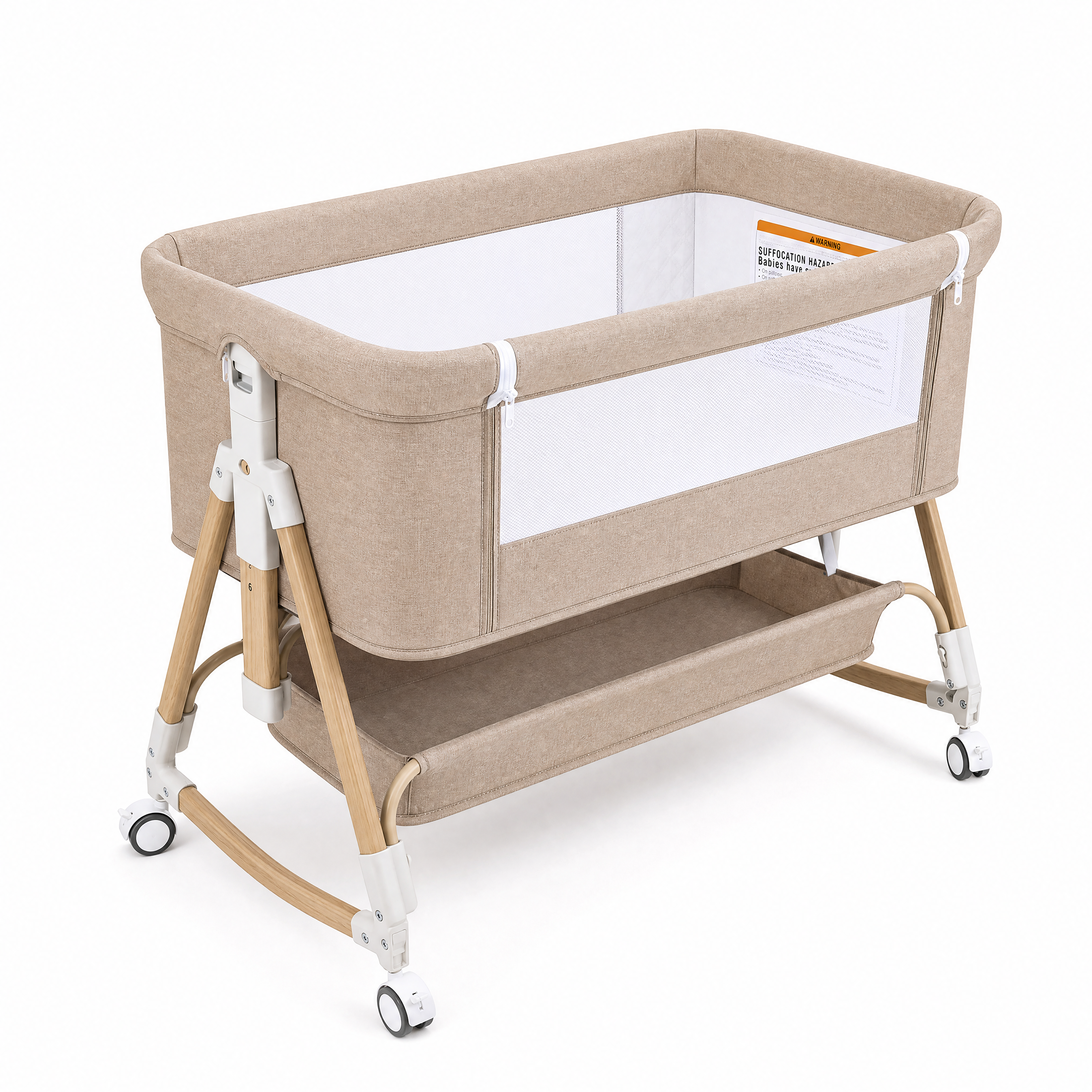 605 baby bassinet  Baby Bassinet, 3-in-1 Baby Bassinet Bedside Sleeper,Rocking Crib with Wheels, Adjustable Easy Folding Portable for Infant Newborn